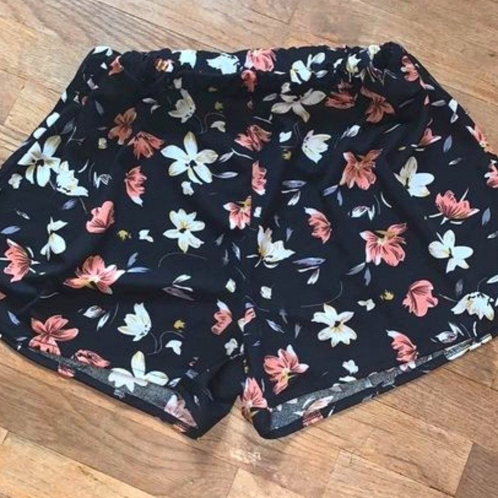 Medium Black and Floral Shorts